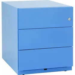 BISLEY Note Rollcontainer mit 3 Schüben aus Metall abschließbar in blau - Bürocontainer mit Schloss für DIN A4 Dokumente, Kleinteile & Büromaterial,