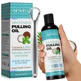 Kokosnuss-Ziehöl für die Zähne,Kokosöl Zähne 237ml,Coconut Pulling Oil,Ölziehen mit Zungenschaber - Natürliche Mundpflege, frischen Atem,Zahnaufhellung und Zahnfleischgesundheit,Alkoholfrei