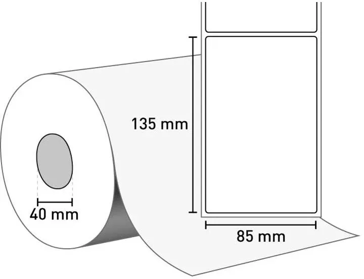 Flaschenetiketten 0,7 Liter (Inkjetpapier) 85 mm x 135 mm / weiß / ablösbar / 40 mm Kern / 250 Etiketten je Rolle / gestanzt