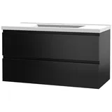 duschspa Waschtisch Badmöbel Set Waschbecken mit Unterschrank MDF, Beite 50/60/80/100 cm schwarz 51 cm x 55.5 cm x 39.5 cm