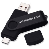 WANSENDA USB C Stick 256GB, USB-Stick Typ C Speicherstick OTG USB 3.0 Dual Flash Drive 2-in-1 Memory Stick für Tablet, PC, MacBook, Typ C Android Handy (256G, Schwarz)