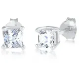 KUZZOI Paar Ohrstecker Stecker Quadratisch Zirkonia 925 Silber, Viereck silberfarben