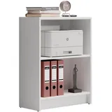 Stella Trading LILLY Regal Weiß - Modernes Bücherregal mit 2 offenen Fächern - Vielseitiges Büro Aktenregal Standregal mit viel Stauraum - 60 x 78 x 28 cm (B/H/T)