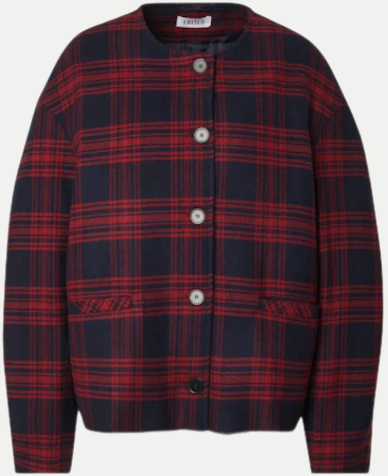 Wolljacke mit Karo-Muster Rot 36