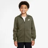 Nike Kinder Kapuzenpullover Big Kids Club Fleece FZ Hoodie FD3004-222 137-147 - Medium Olive/White - 137-147
