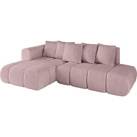 altdecor Ecksofa Cord mit Schlaffunktion 2-Sitzer Rosa