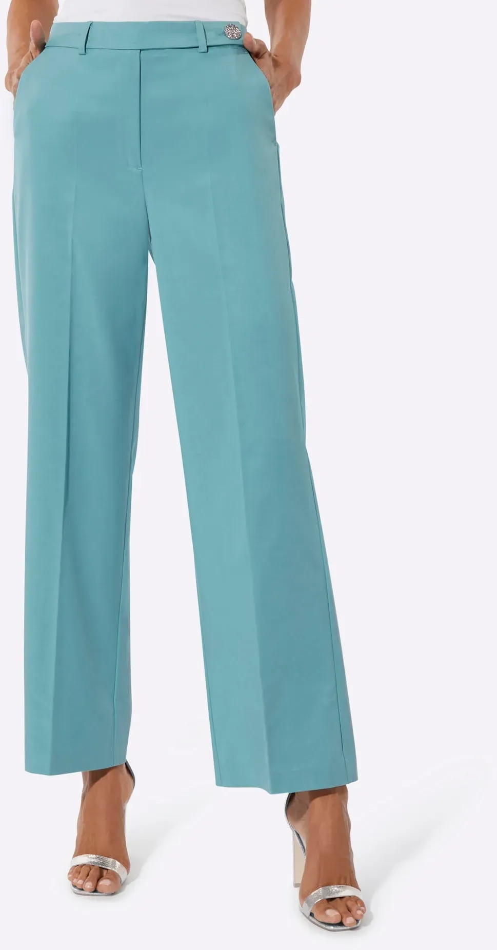Bügelfaltenhose CREATION L, Damen, Gr. 36, Normalgrößen, blau (ozean), 63% Lyocell, 37% Polyester, unifarben, Hosen