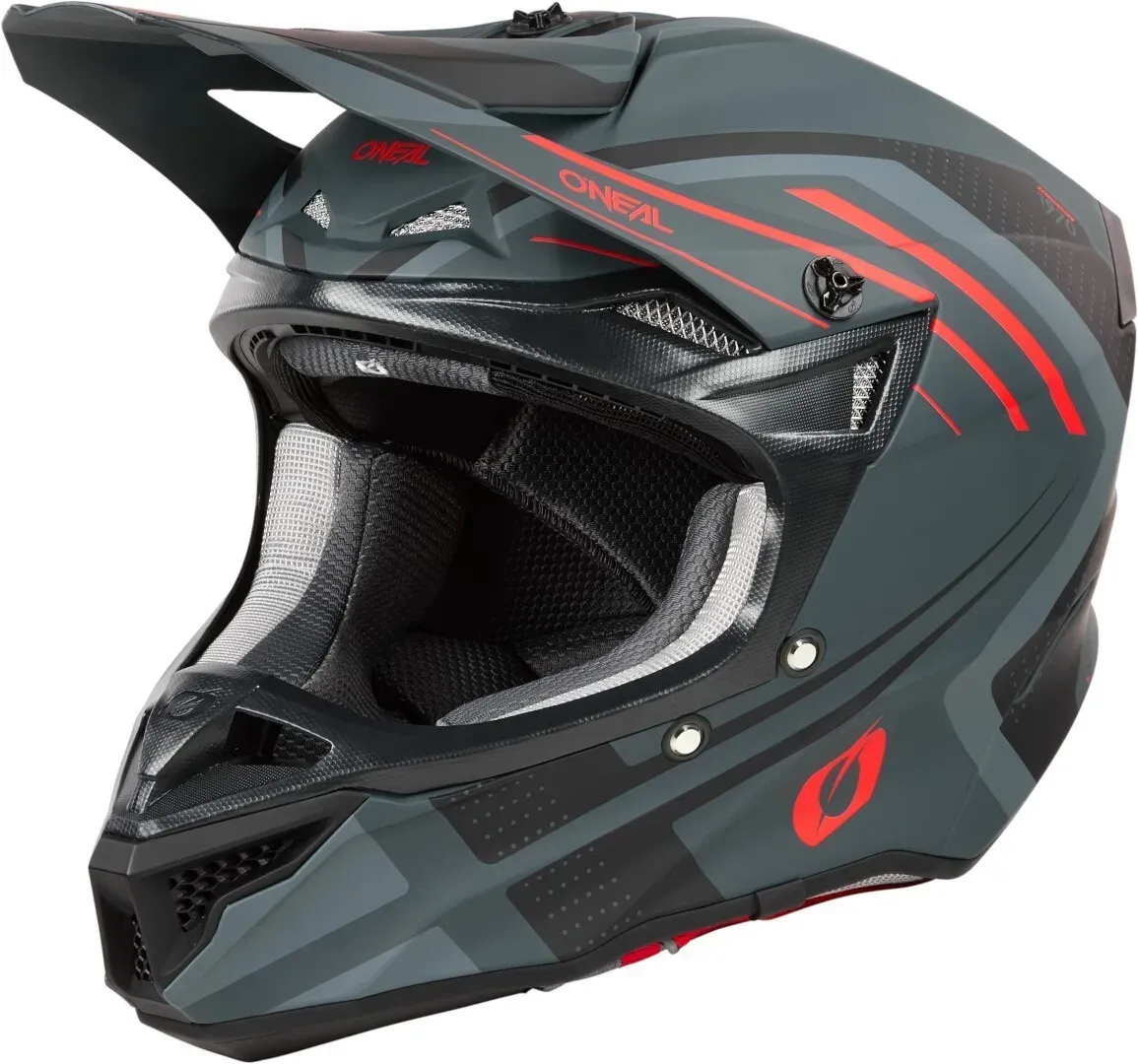 Oneal 5SRS Polyacrylite Spike Motocross Helm, grau-rot, Größe XS für Männer