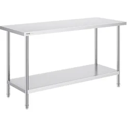 VEVOR Arbeits- und Vorbereitungstisch Edelstahl Küchentisch 610x1524mm Hotel
