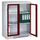 Californian Products CP Stahlschrank 8531-055 S10182 lichtgrau, rubinrot, Acrylglas 120,0 x 50,0 x 120,0 cm, aufgebaut