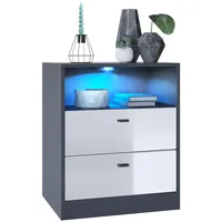 Vladon Kommode, Weiß Hochglanz, 56x67.5x36 cm, Wohnzimmer, Kommoden &
