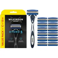 Wilkinson SWORD - Hydro 5 Rasierer für Männer | Feuchtigkeitsspendendes Gel und umklappbarer Trimmer | { 13 Rasierklingen