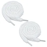 Ouligay 2 Paar Weiß Schnürsenkel Plüsch 1CM Breit Weiße Flache Schnürsenkel Dicke Flauschige 120cm Lang Schuhbänder Fluffy Shoe Laces für Sneaker Sportschuhe Laufschuhe Turnschuhe - L