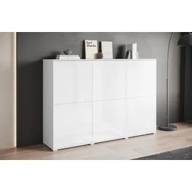 INOSIGN Highboard INOSIGN "Kenia, moderne grifflose Hochkommode mit 6 Türen, Breite 180 cm", weiß (weiß, weiß hochglanz), B:180cm H:125cm T:39,5cm, FSC-zertifizierter Holzwerkstoff, Sideboards, Highboard, Push-to-Open-Fronten, höhenverstellbaren Einlegeböden,