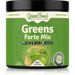GreenFood Nutrition Greens Forte Mix Pulver zur Entgiftung des Organismus und zur Unterstützung des Immunsystems Geschmack Juicy Apple 240 g