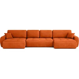 kaiser möbel Ecksofa mit Schlaffunktion und Bettkasten U-Form Ivo U XL, Veloursstoff Salvador, Braun - Braun