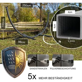 Potenza Hängematte mit Gestell I Stabiler Rahmen 200kg - 250cm Balkon I Hängematte 200x120cm I Indoor Outdoor Garten Pool Terrasse Stahl - Blau/Grün/Grau
