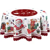 Weihnachten Runde Tischdecken 60 Zoll Rot Polyester Weihnachtsmann Tischdecke Weihnachten Runde Tischdecke Runde Tischdecke Waschbar Polyester Xmas Tischdecke für Weihnachten Party Abendessen