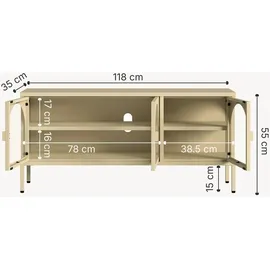 [en.casa] Vitrinen-Sideboard Klippestad 118 x 35 x 55 cm Kamelfarben