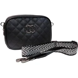 WOWZILLA Damen Hand-Tasche Kunstleder-Tasche in Stepp-Optik Cross-Body-Tasche mit Schultergurt Purse 3 Lack Schwarz - One-Size
