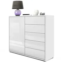 Vladon Ben V2 79 x 74 x 36 cm Weiß matt/Weiß Hochglanz
