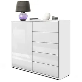 Vladon Ben V2 79 x 74 x 36 cm Weiß matt/Weiß Hochglanz