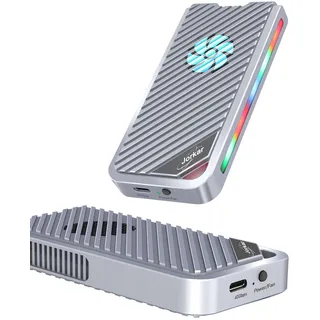 Jorkar Externe SSD Gehäuse USB C 3.2 Lecteur Disque SSD NVMe 40Gbit/s mit Lüfterkühlung, kompatibel mit Thunderbolt 4/3, USB4/3.1/3.0, Gehäuse M.2 auf USB-C, 2280 M-Key PCIe(No SSD)