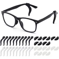 10 Paar Brillen Nasenpads Brille Selbstklebend, Rutschfeste Anti Rutsch Brille Nasenpads Silikon Brillen Pads für Sonnenbrillen, mit 10 Paar Anti Rutsch Ohrbügel (schwarz und weiß)