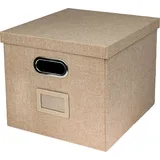 HMF Aufbewahrungsbox mit Deckel DIN A4 Hängeregister passend für Kallax | 33 x 37,5 x 28 cm | Beige