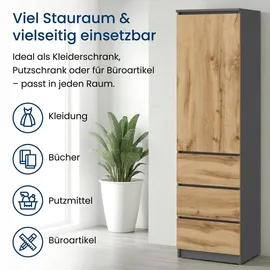 home collective Kleiderschrank 50 x 40 x 180 cm Anthrazit