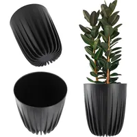 Kadax Blumentopf aus Kunststoff mit Naturmaterialien, 25 cm, Schwarz