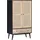 GUTMANN FACTORY Highboard GUTMANN FACTORY "Linus", schwarz (natur, schwarz), B:80cm H:137cm T:42cm, Massivholz, Sideboards, Stauraumschrank mit Front aus Rattangeflecht, Breite 80 cm