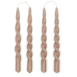 Riviera Maison Gedrehte Dinner-Kerzen 4 Stück Nude - (HxØ) 30x2 cm Hellbraun 