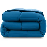 Wometo Steppbett Bettdecke Wende-Design ca. 155x220 cm – dunkelblau & blau – buntes Ganzjahres Steppbett (Sommer und Winter) I farbig und ohne extra Bezug