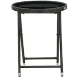 vidaXL Beistelltisch Schwarz 60 cm Poly Rattan und Hartglas