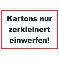 Kartons nur zerkleinert entsorgen Aufkleber A9 (37x52mm)