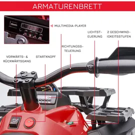 Homcom Elektro-Quad Kinderquad mit Scheinwerfer Kindermotorrad mit USB-Anschluss, MP3-Musikplayer, Kinderfahrzeug