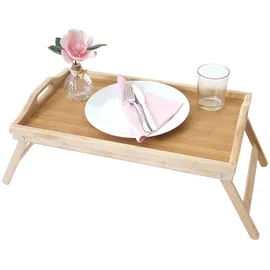 Mendler Tablett HWC-B88, Serviertablett Holztablett Frühstückstablett Dekotablett, Bambus 21x64x30cm