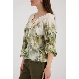 Monari Bluse Tropical Allover Grün 44