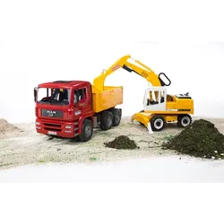 Bruder Spielzeug-Kipper MAN TGA Kipper mit Bagger (02751), Made in Europe
