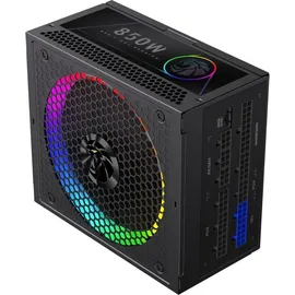 gamemax RGB 850G Netzteil PC 850W Vollmodulares, 80 Plus Gold, LLC + DC‐DC, ARGB Sync, Japanische Kondensatoren, 140mm ARGB FDB Lüfter, 9 Schutzfunktionen, 10 Jahre Garantie, Schwarz