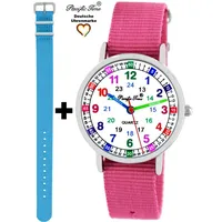 Pacific Time Quarzuhr Set Kinder Armbanduhr Lernuhr Wechselarmband, Mix und Match Design - Gratis Versand rosa