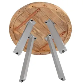 sam möbel gmbh Esszimmertisch rund 100 cm Mangoholz naturfarben silber Adelina - Hellbraun