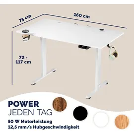 CASARIA Höhenverstellbarer Schreibtisch Weiß