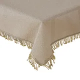 Tischdecke Gartentischdecke oval Weichschaum rutschfest Outdoor PVC wetterfest Terrasse Balkon (Beige, 160x220 cm oval)
