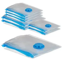 Relaxdays 32 Vakuumbeutel für Kleidung in 3 Größen Blau,Transparent