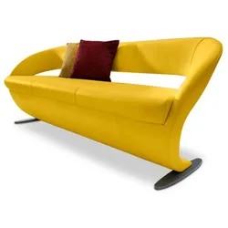 Komfort & Wohnen Solobank Wave Leder Orange Safran 204 cm