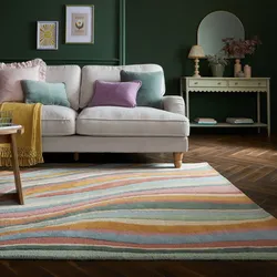 Wollteppich FLAIR RUGS "Abstract Flow", rosa, B:160cm H:10mm L:230cm, Wolle, Teppiche, Abstract Swirl Teppich