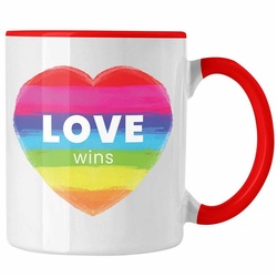 Trendation Tasse Trendation – Regenbogen Tasse Geschenk LGBT Schwule Lesben Transgender Grafik Pride Love rot