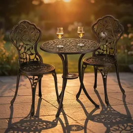 Relaxdays Balkonmöbel Set 3-tlg. Bronze